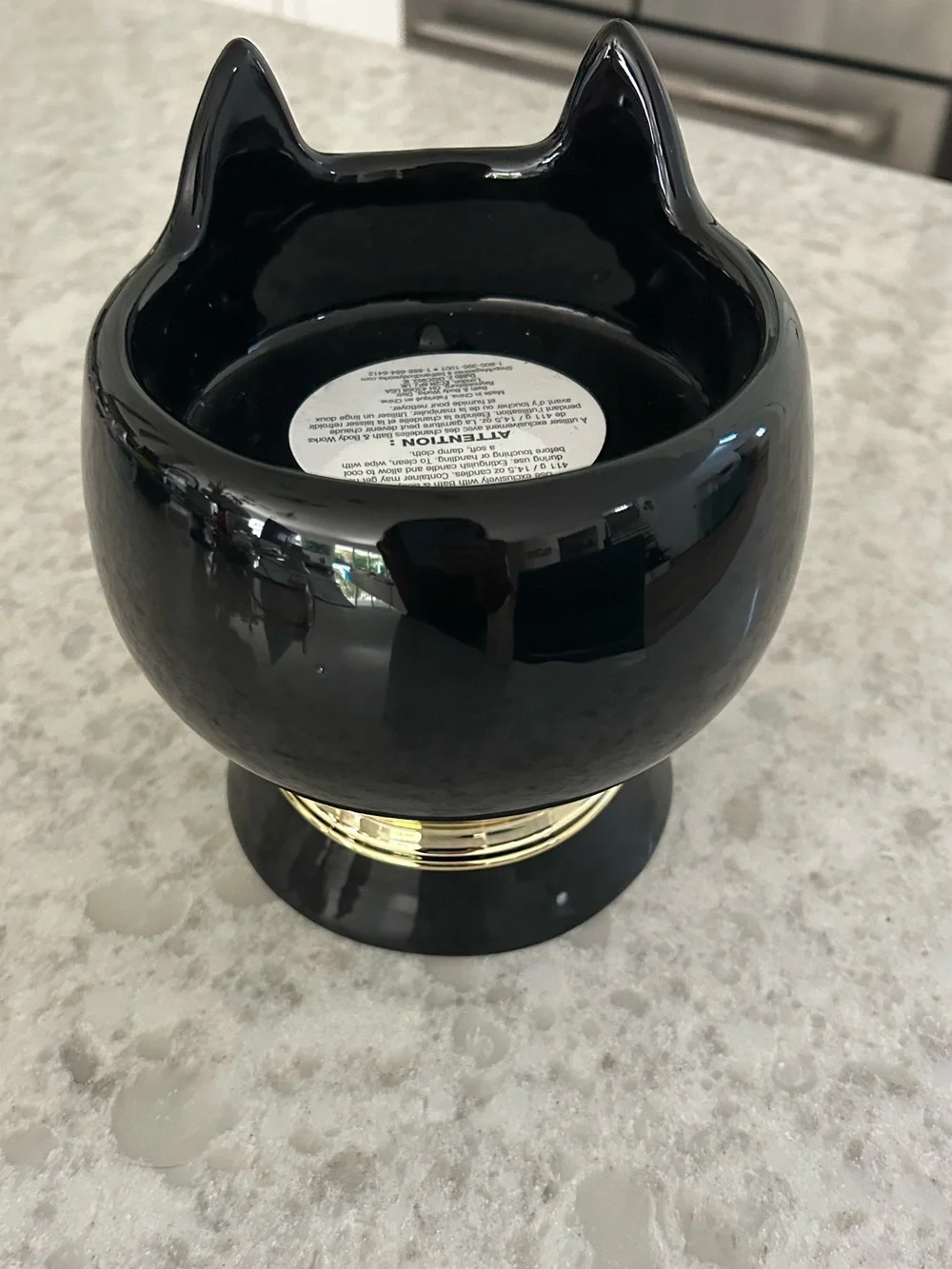 “New” Bath & Body Works Black Cat 3 Wick Candle Holder